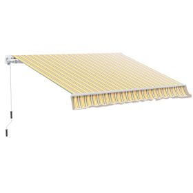 Outdoor Retractable Awning Patio Sunshade Yellow Grey (Color: YELLOW)
