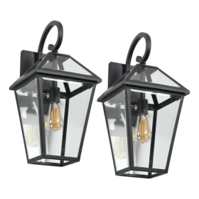 Modern Outdoor Waterproof Wall Lights Support Many Types Of Bulb-2 Packs (Color: BLACK)