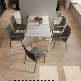 Modern 4pcs Plastic Armchair Set, All-Weather PP, Ergonomic Design (Option: Light Blue)