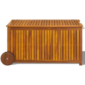 Outdoor Courtyard Wood Storage Box with Wheels and Lid (Option: Wood color)