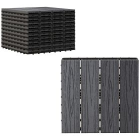 Quick Interlocking Patio Tiles WPC Grey 11PCS (Color: Grey)