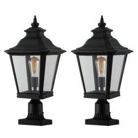 Outdoor Glass Pillar Headlight 2 Packs (Color: BLACK)