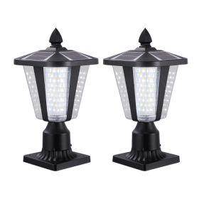 Solar Pillar Headlights With Dimmable LEDs - 2 Packs (Color: BLACK)