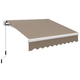 Patio Retractable Awning Manual Exterior Sun Shade Deck Window Cover, Brown (Color: Brown)