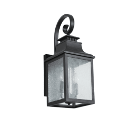 Outdoor Wall Sconce – Large Glass Light, Fits Many Bulb Types (1 Pack) (Color: BLACK)