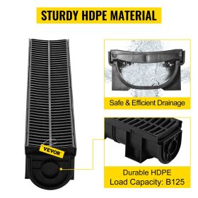 VEVOR Trench Drain System – 6-Pack 39" HDPE Channel Drains (Option: Default)