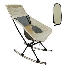 Portable Camping Rocking Chair 198LBS Weight Capacity Included Carry Bag High Back Rocker Chair For Patio Fishing Beach Lawn Travel (Option: Beige)