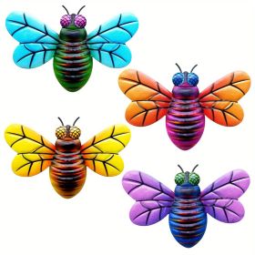 1pc/4pcs, Metal Colorful Bee Wall Decor Outside (Style: 4PC/4SET)