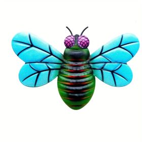 1pc/4pcs, Metal Colorful Bee Wall Decor Outside (Style: Blue)
