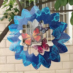 Creative 3D Kinetic Stainless Steel Wind Spinner Mandala Butterfly (Color: Butterfly, size: 30cm 12inch)