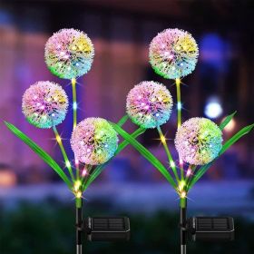 2pcs Solar Dandelion Lights Outdoor Decor (Color: colorful light)