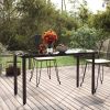 Patio Dining Table Black  Steel and Tempered Glass