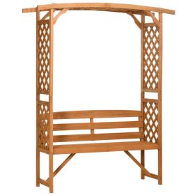 Outsunny Patio Garden Bench Arbor Arch with Pergola and 2 Trellises (Color: as Pic)