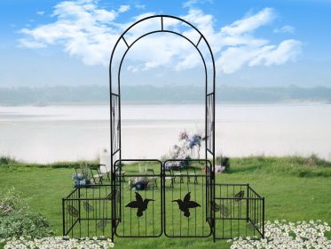 Metal Garden Arch with doors (Color: as Pic)