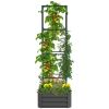 Outsunny Galvanized Raised Garden Bed, Outdoor Planter Box with Trellis