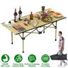 Folding Camping Table Portable Lightweight Carbon Steel Roll-up with Carry Bag