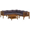 10 piece Wooden Lounge Set Dark Grey