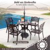31.5" Cast Aluminum Table Patio Round Dining Table with Umbrella Hole