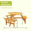 Circular Outdoor Wooden Picnic Table with Built-in Benches