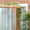 Outsunny Patio Garden Bench Arbor Arch with Pergola and 2 Trellises